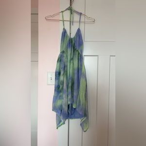 Blue and green halter dress